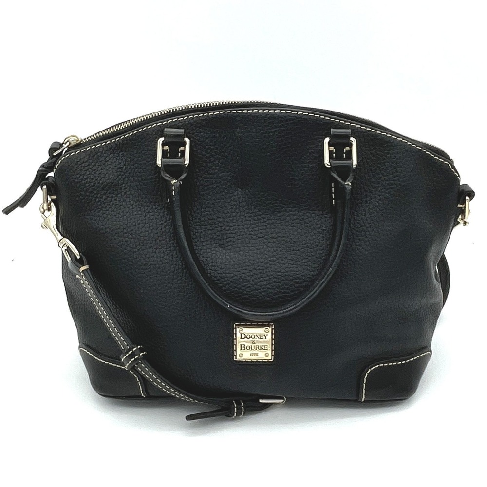 Dooney & Bourke Black Leather Satchel with Gold Hardware